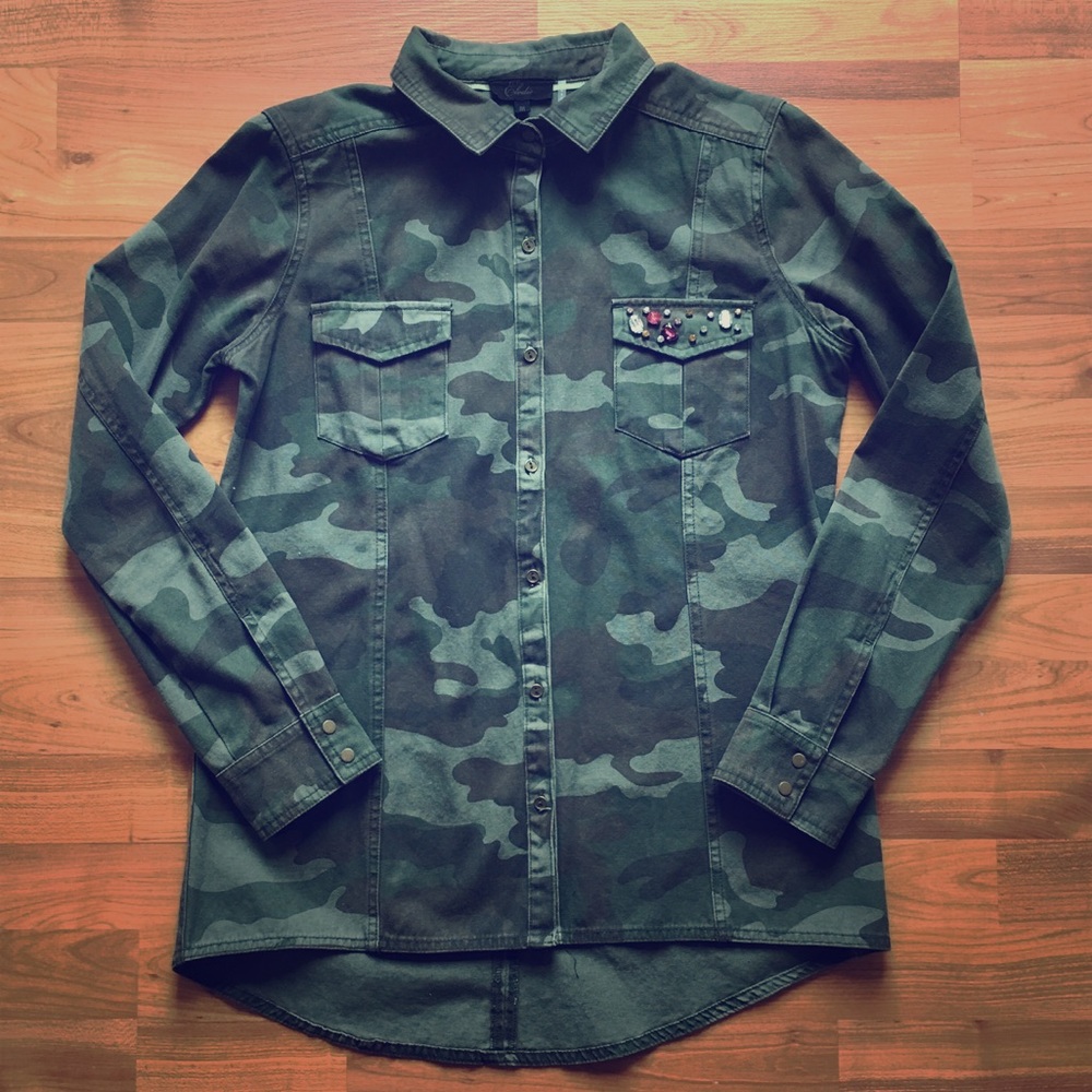 Camouflage Button Down Blouse